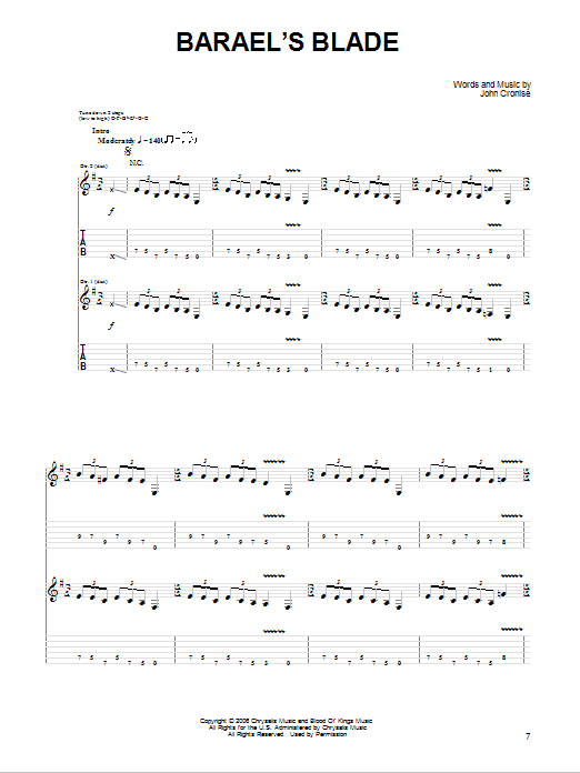 The Sword Barael's Blade sheet music preview music notes and score for Guitar Tab including 5 page(s)