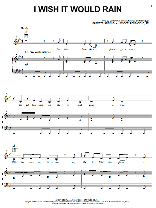 Learn to play The Temptations I Wish It Would Rain sheet music for Piano, Vocal & Guitar (Right-Hand Melody) in minutes. The Temptations I Wish It Would Rain sheet music preview music notes and score for Piano, Vocal & Guitar (Right-Hand Melody) including 3 page(s)