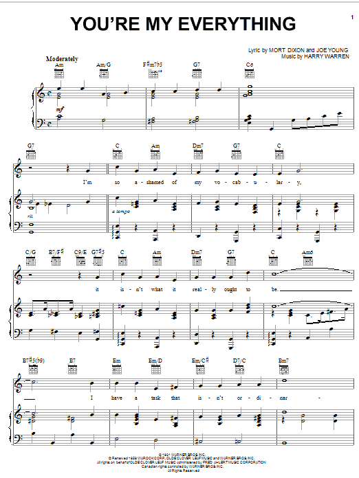 Learn to play The Temptations You're My Everything sheet music for Piano, Vocal & Guitar (Right-Hand Melody) in minutes. The Temptations You're My Everything sheet music preview music notes and score for Piano, Vocal & Guitar (Right-Hand Melody) including 4 page(s)