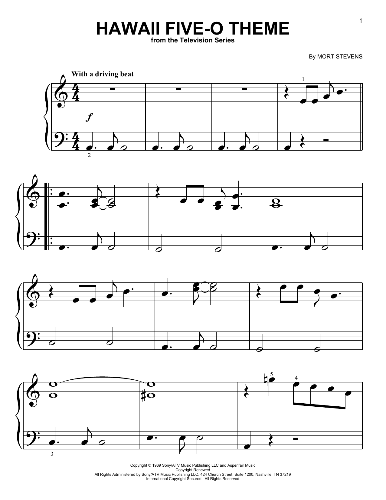 Learn to play The Ventures Hawaii Five-O Theme sheet music for Piano (Big Notes) in minutes. The Ventures Hawaii Five-O Theme sheet music preview music notes and score for Piano (Big Notes) including 3 page(s)
