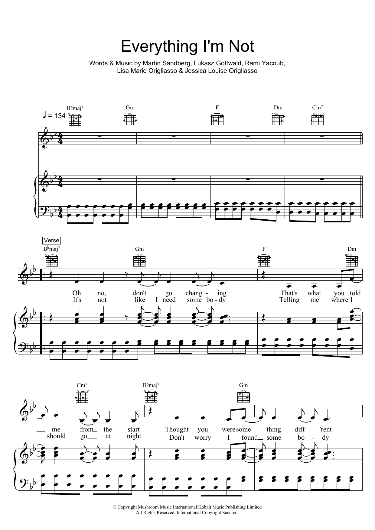 Learn to play The Veronicas Everything I'm Not sheet music for Piano, Vocal & Guitar (Right-Hand Melody) in minutes. The Veronicas Everything I'm Not sheet music preview music notes and score for Piano, Vocal & Guitar (Right-Hand Melody) including 7 page(s)