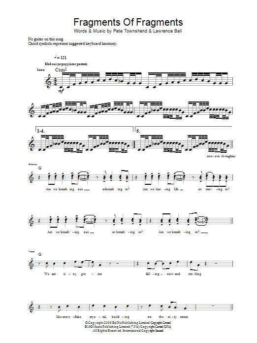 The Who Fragments Of Fragments sheet music preview music notes and score for Guitar Tab including 2 page(s)