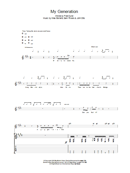 The Who My Generation sheet music preview music notes and score for Easy Guitar including 2 page(s)