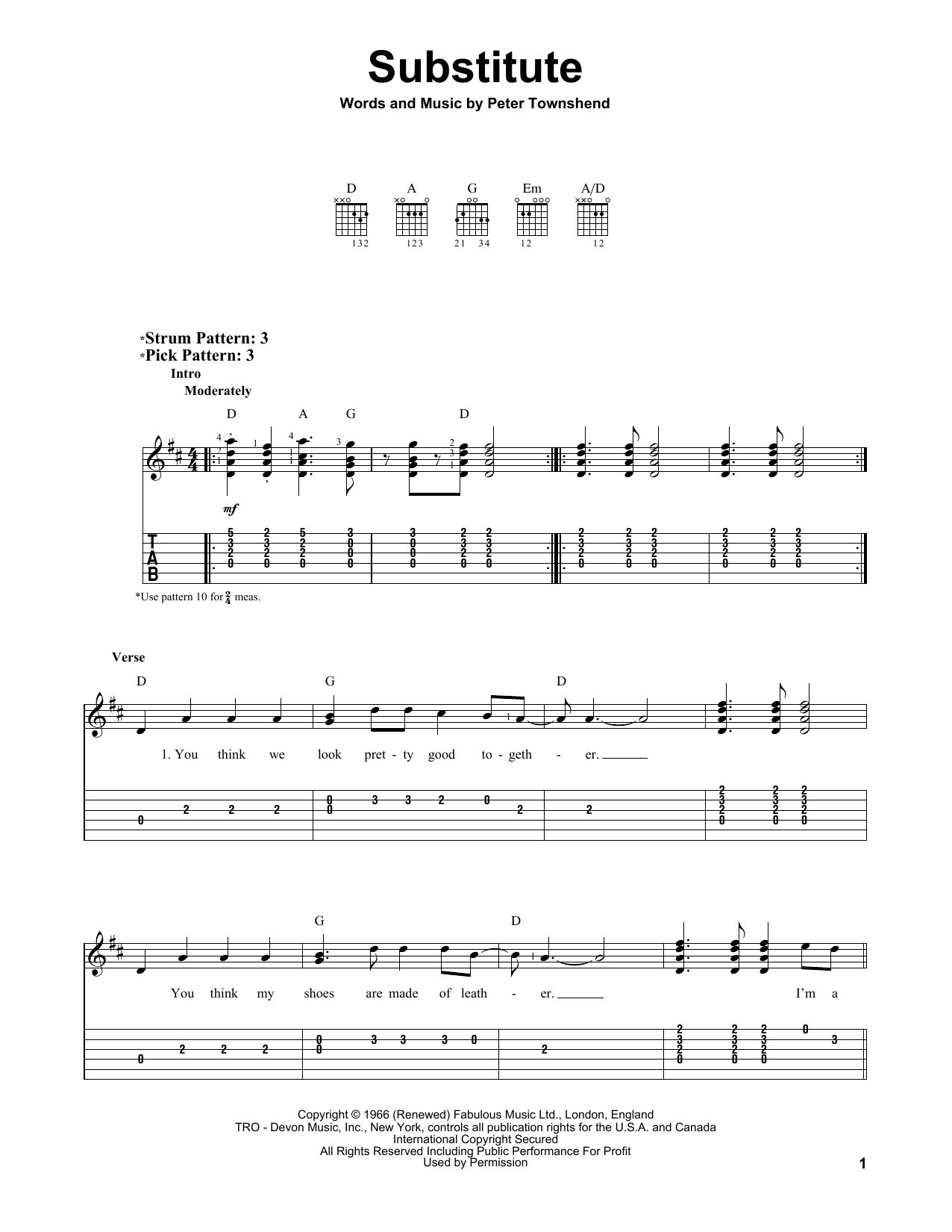 Learn to play The Who Substitute sheet music for Guitar Tab in minutes. The Who Substitute sheet music preview music notes and score for Guitar Tab including 3 page(s)