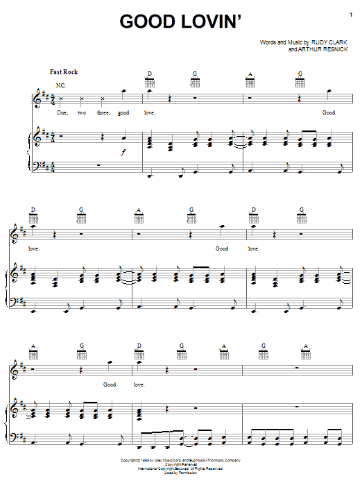 Learn to play The Young Rascals Good Lovin' sheet music for Guitar Tab in minutes. The Young Rascals Good Lovin' sheet music preview music notes and score for Guitar Tab including 5 page(s)