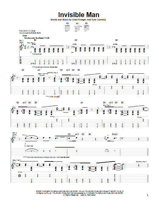 Learn to play Theory Of A Deadman Invisible Man sheet music for Guitar Tab in minutes. Theory Of A Deadman Invisible Man sheet music preview music notes and score for Guitar Tab including 6 page(s)