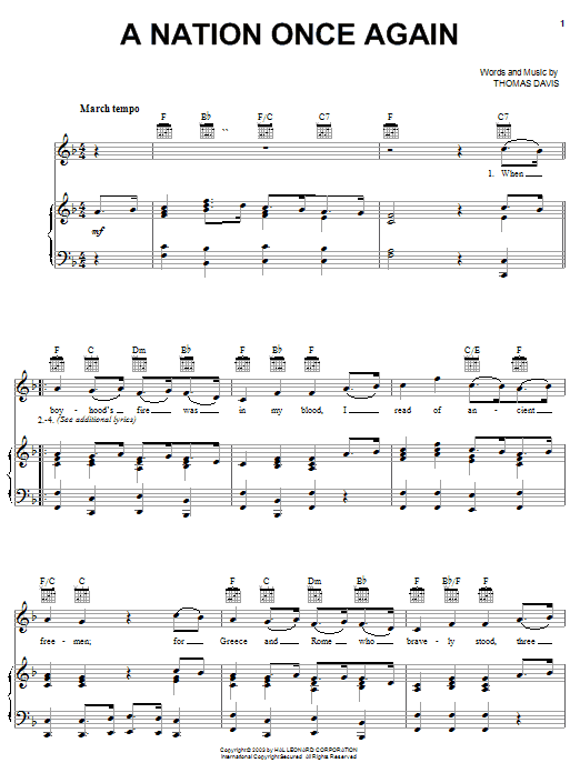 Learn to play Thomas Davis A Nation Once Again sheet music for Lyrics & Chords in minutes. Thomas Davis A Nation Once Again sheet music preview music notes and score for Lyrics & Chords including 3 page(s)