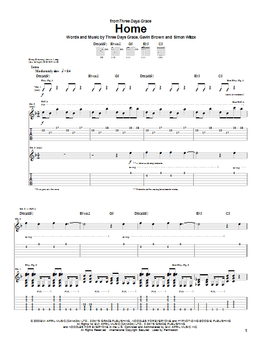Learn to play Three Days Grace Home sheet music for Guitar Tab in minutes. Three Days Grace Home sheet music preview music notes and score for Guitar Tab including 5 page(s)