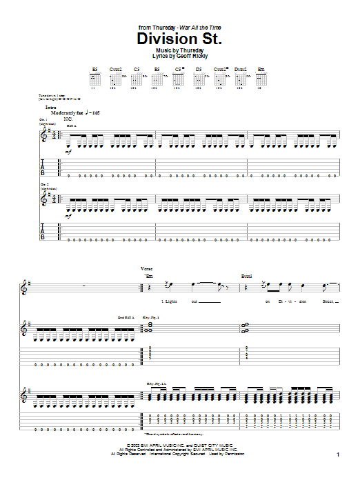 Learn to play Thursday Division St. sheet music for Guitar Tab in minutes. Thursday Division St. sheet music preview music notes and score for Guitar Tab including 12 page(s)