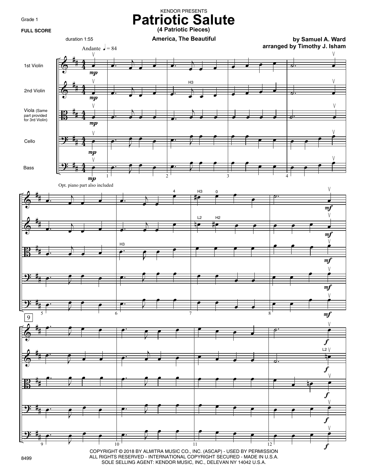Learn to play Timothy Isham Patriotic Salute (4 Patriotic Pieces) - Full Score sheet music for Orchestra in minutes. Timothy Isham Patriotic Salute (4 Patriotic Pieces) - Full Score sheet music preview music notes and score for Orchestra including 13 page(s)
