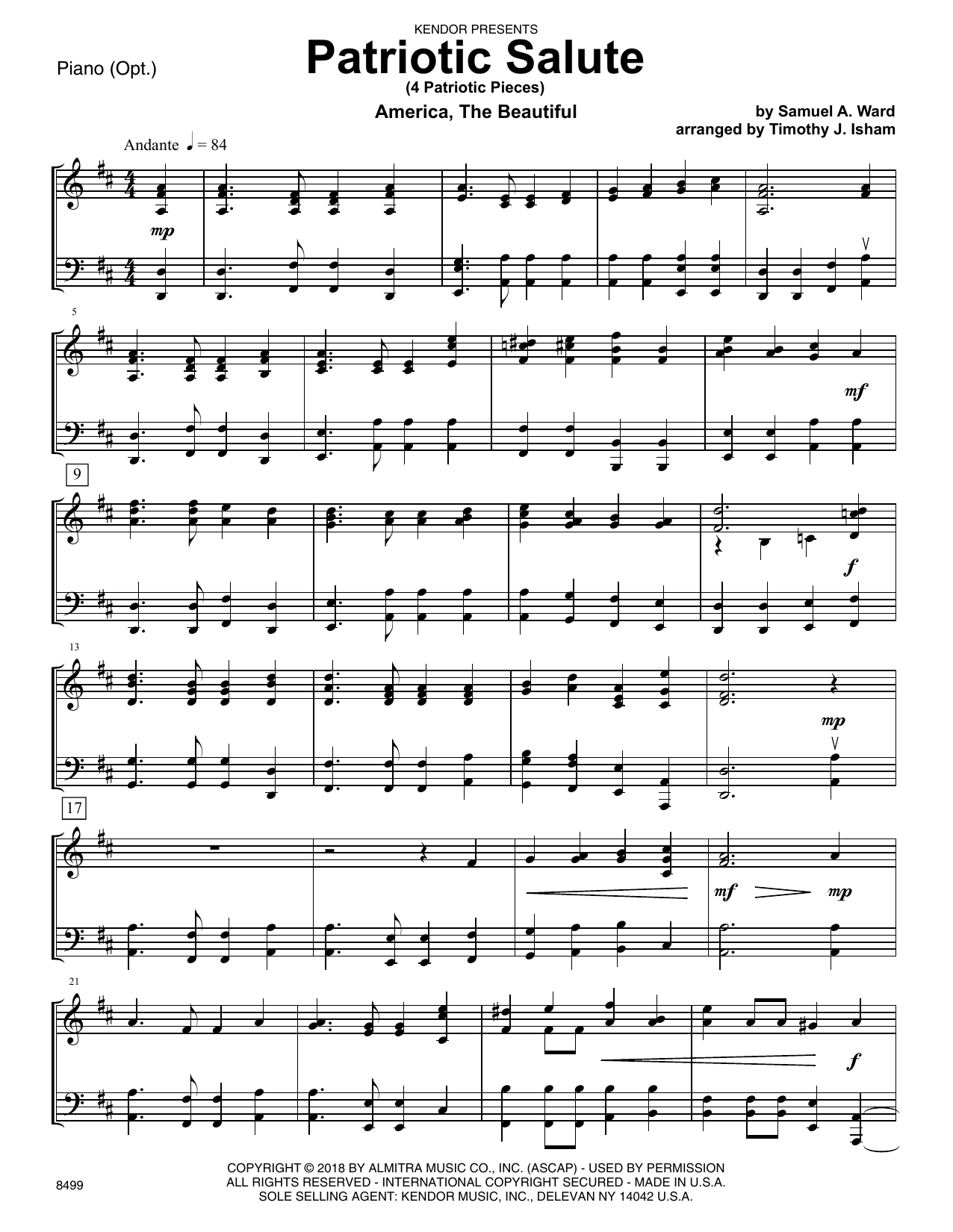 Timothy Isham Patriotic Salute (4 Patriotic Pieces) - Piano Accompaniment sheet music preview music notes and score for Orchestra including 6 page(s)
