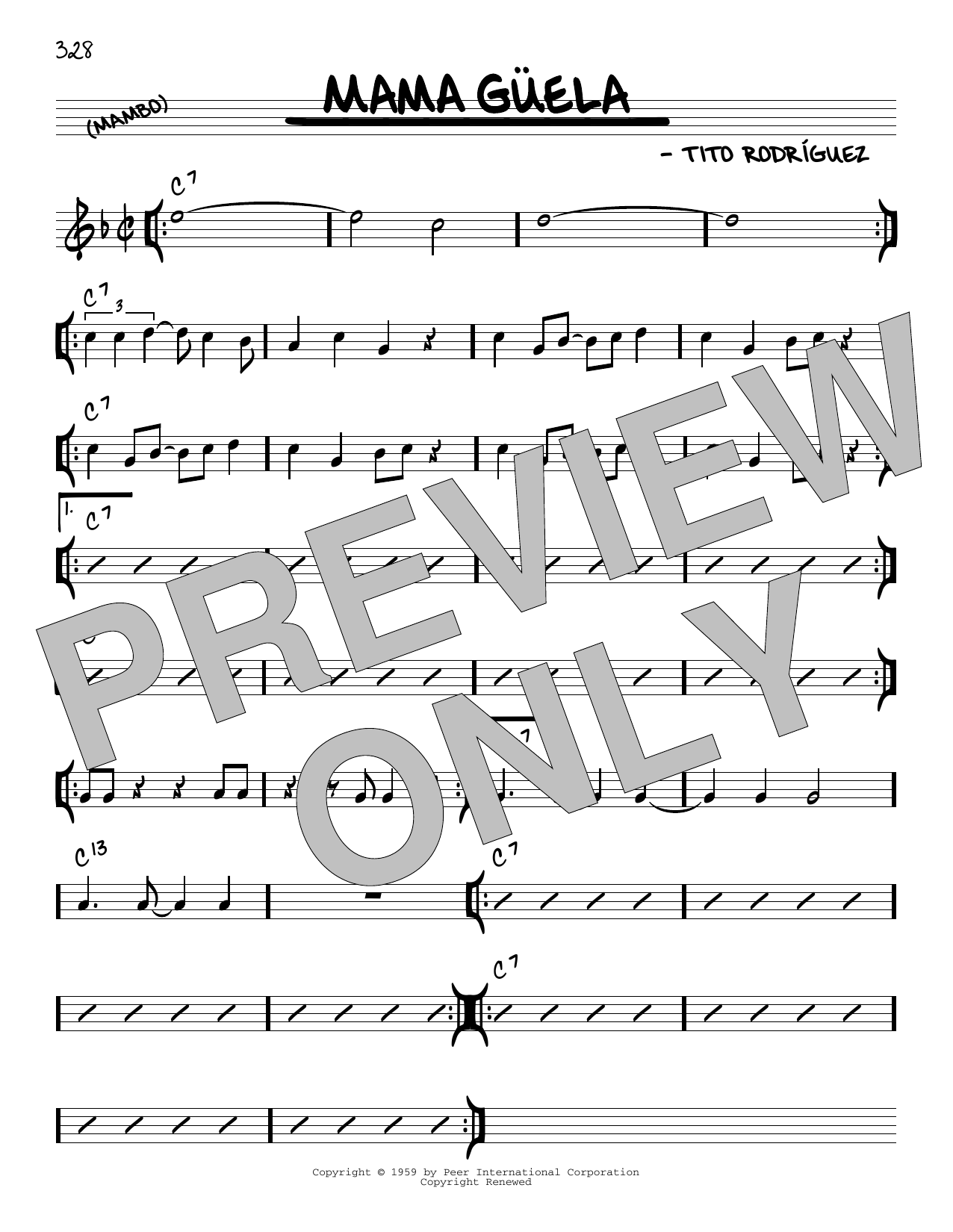 Learn to play Tito Rodriquez Mama Guela sheet music for Real Book – Melody & Chords in minutes. Tito Rodriquez Mama Guela sheet music preview music notes and score for Real Book – Melody & Chords including 1 page(s)