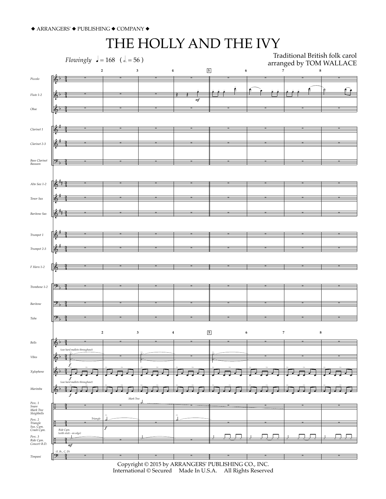 Tom Wallace The Holly and the Ivy - Conductor Score (Full Score) sheet music, chords, lyrics - Printable PDF for Concert Band