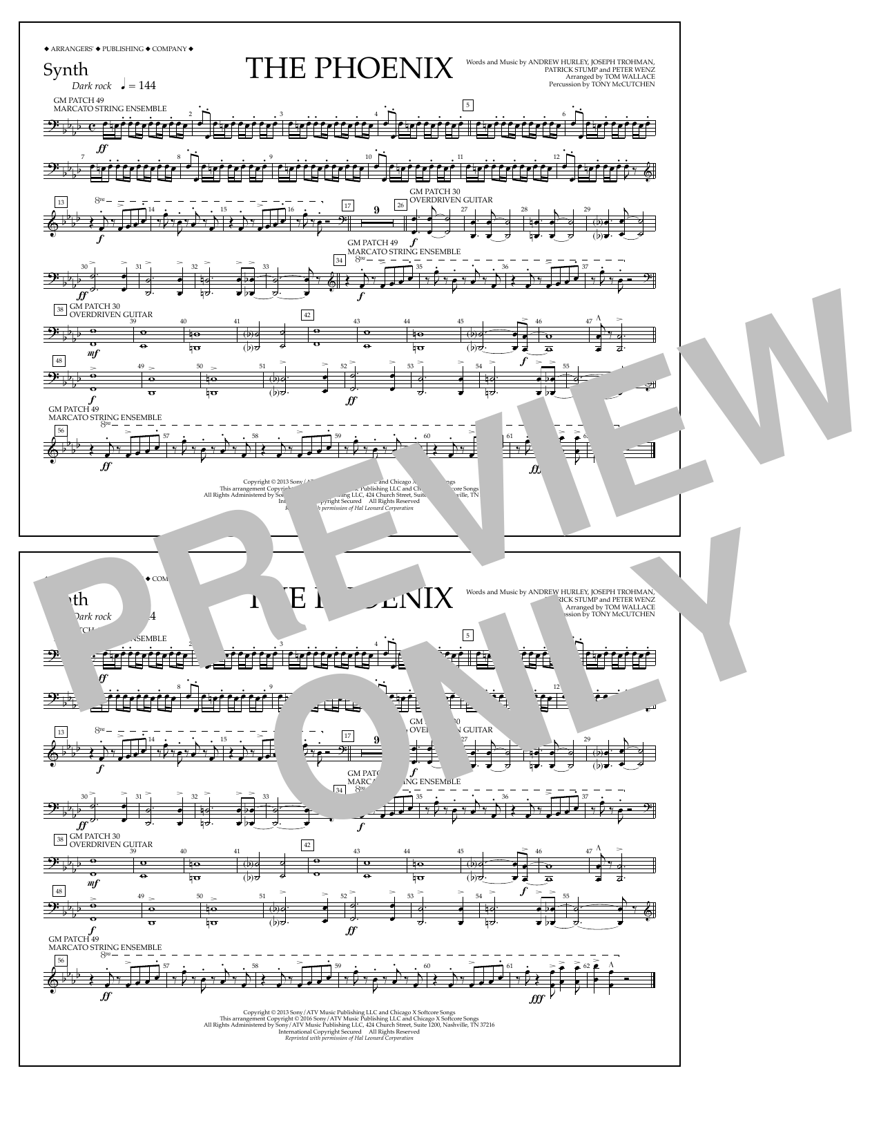 Tom Wallace The Phoenix - Synthesizer sheet music, chords, lyrics - Printable PDF for Marching Band