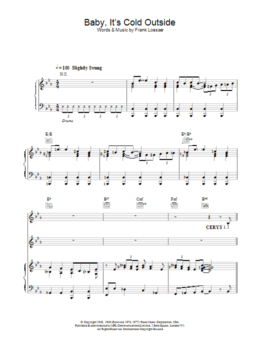 Tom Jones & Cerys Matthews Baby, It's Cold Outside sheet music preview music notes and score for Beginner Piano including 3 page(s)