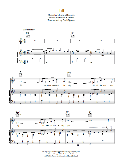 Learn to play Tom Jones Till sheet music for Piano, Vocal & Guitar (Right-Hand Melody) in minutes. Tom Jones Till sheet music preview music notes and score for Piano, Vocal & Guitar (Right-Hand Melody) including 3 page(s)