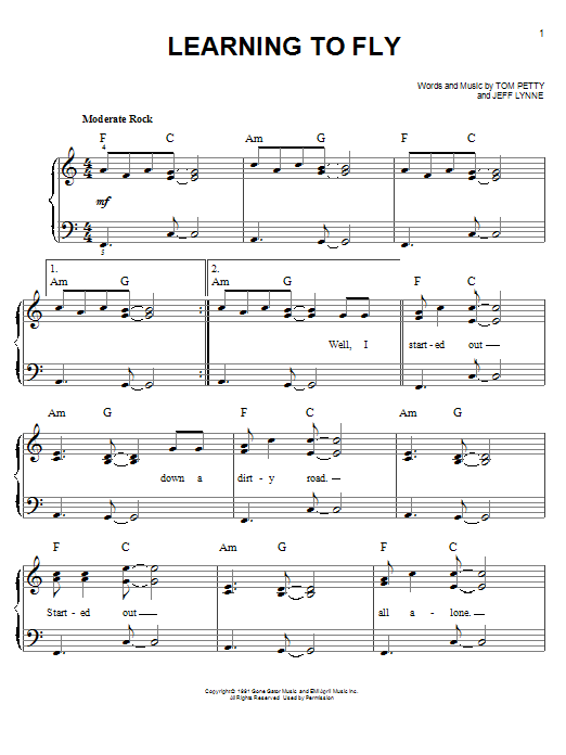 Learn to play Tom Petty Learning To Fly sheet music for Really Easy Guitar in minutes. Tom Petty Learning To Fly sheet music preview music notes and score for Really Easy Guitar including 2 page(s)