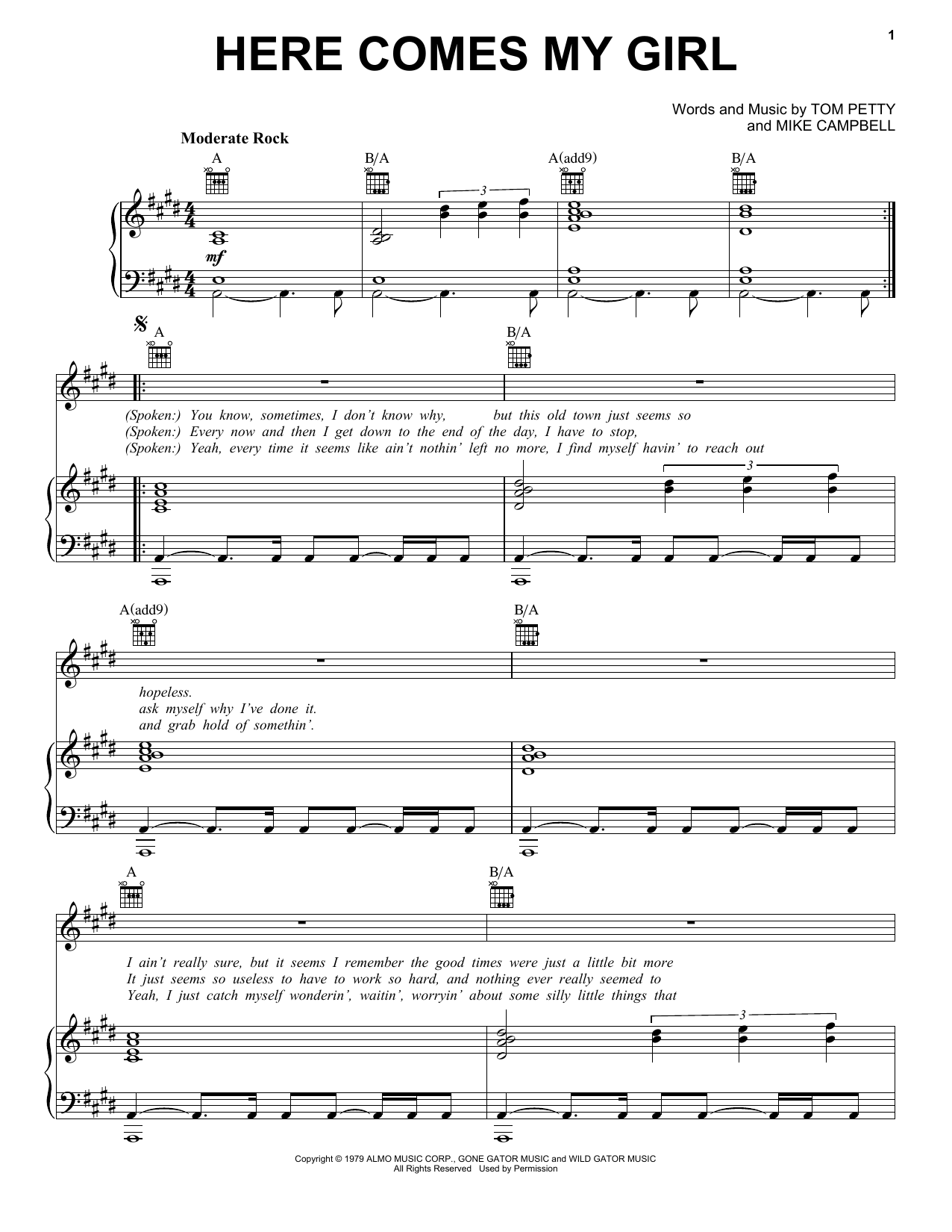 Learn to play Tom Petty And The Heartbreakers Here Comes My Girl sheet music for Lyrics & Chords in minutes. Tom Petty And The Heartbreakers Here Comes My Girl sheet music preview music notes and score for Lyrics & Chords including 3 page(s)