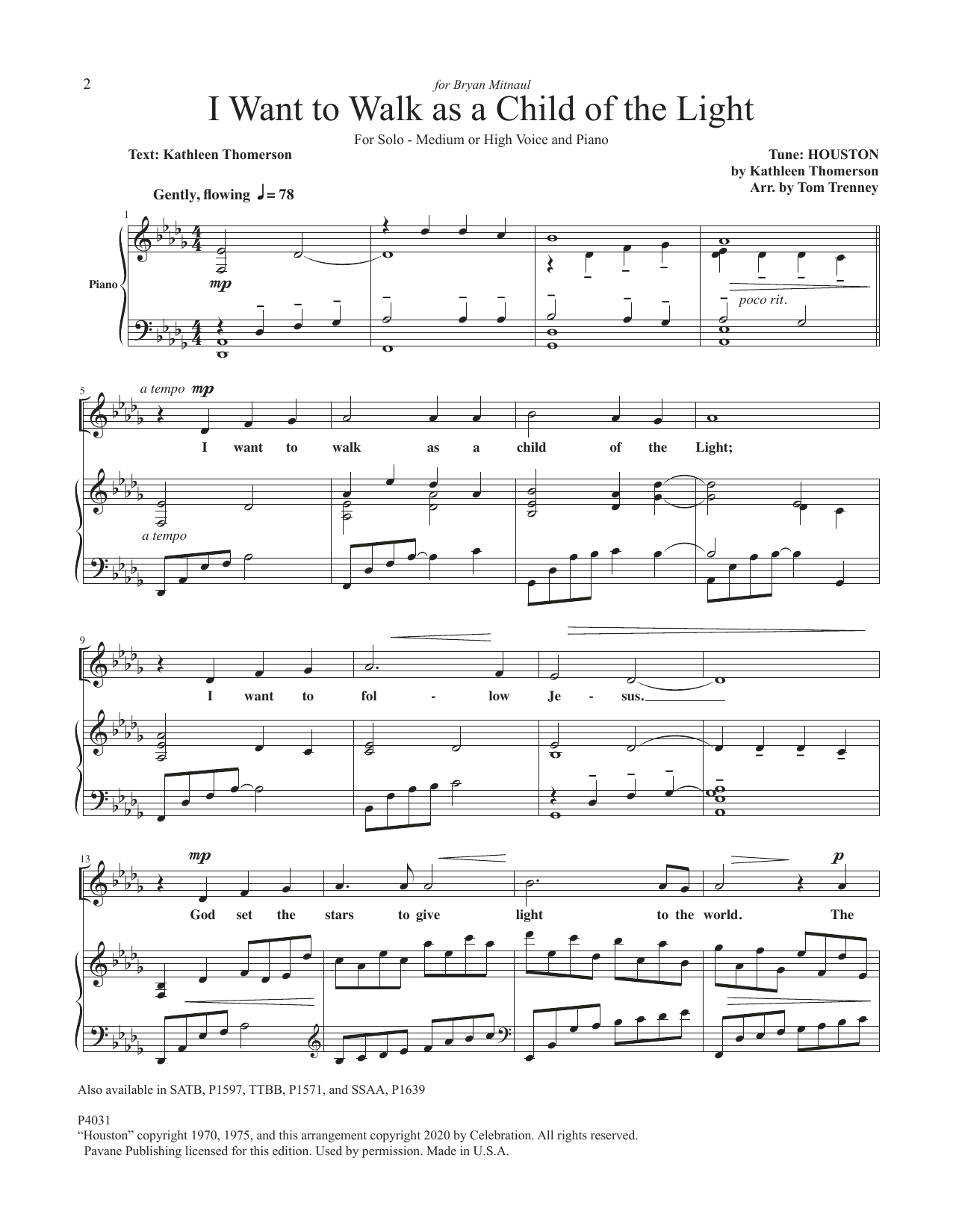 Learn to play Tom Trenney I Want To Walk As A Child Of The Light sheet music for Piano & Vocal in minutes. Tom Trenney I Want To Walk As A Child Of The Light sheet music preview music notes and score for Piano & Vocal including 6 page(s)