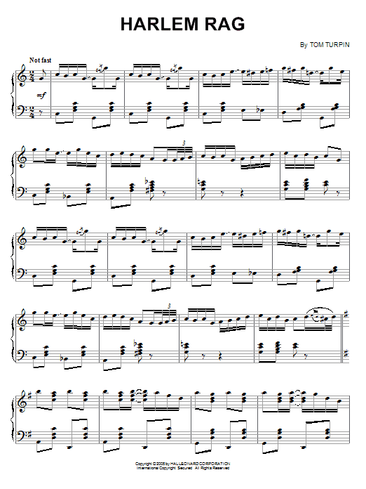 Learn to play Tom Turpin Harlem Rag sheet music for Piano in minutes. Tom Turpin Harlem Rag sheet music preview music notes and score for Piano including 6 page(s)