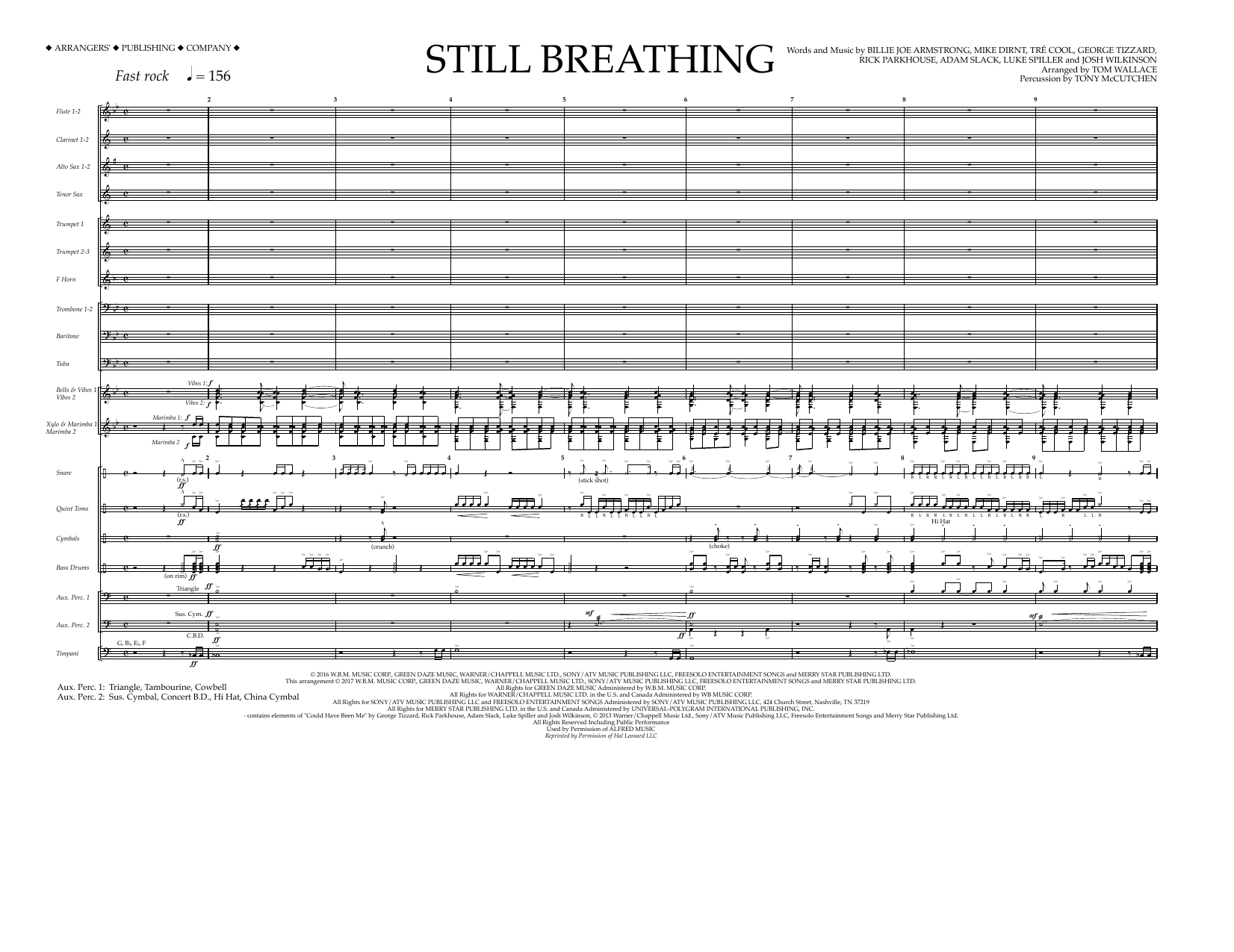 Learn to play Tom Wallace Still Breathing - Full Score sheet music for Marching Band in minutes. Tom Wallace Still Breathing - Full Score sheet music preview music notes and score for Marching Band including 7 page(s)