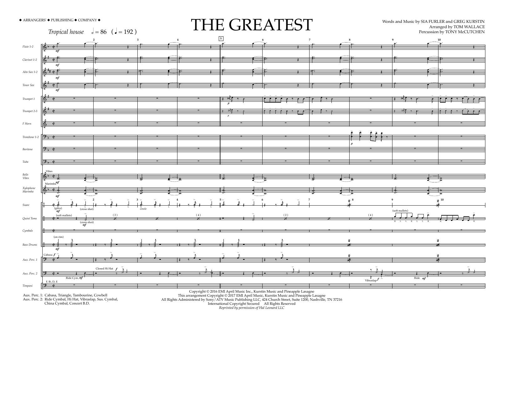 Learn to play Tom Wallace The Greatest - Full Score sheet music for Marching Band in minutes. Tom Wallace The Greatest - Full Score sheet music preview music notes and score for Marching Band including 8 page(s)