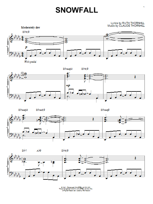 Learn to play Tony Bennett Snowfall sheet music for Piano in minutes. Tony Bennett Snowfall sheet music preview music notes and score for Piano including 4 page(s)