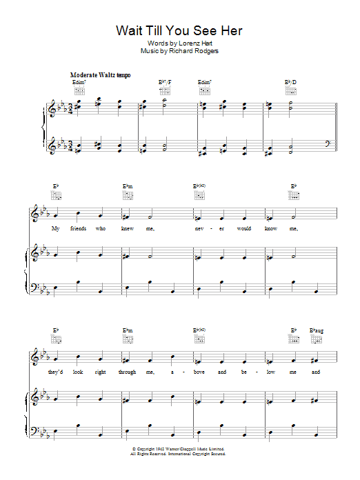 Learn to play Tony Bennett Wait Till You See Her sheet music for Piano, Vocal & Guitar (Right-Hand Melody) in minutes. Tony Bennett Wait Till You See Her sheet music preview music notes and score for Piano, Vocal & Guitar (Right-Hand Melody) including 6 page(s)