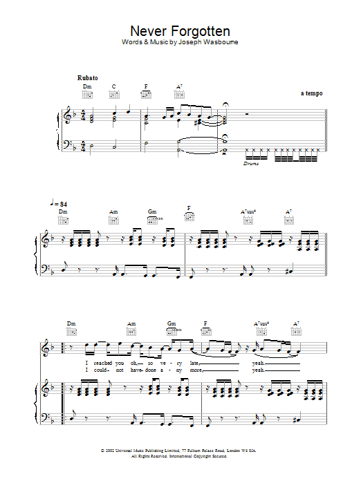 Learn to play Toploader Never Forgotten sheet music for Piano, Vocal & Guitar in minutes. Toploader Never Forgotten sheet music preview music notes and score for Piano, Vocal & Guitar including 5 page(s)