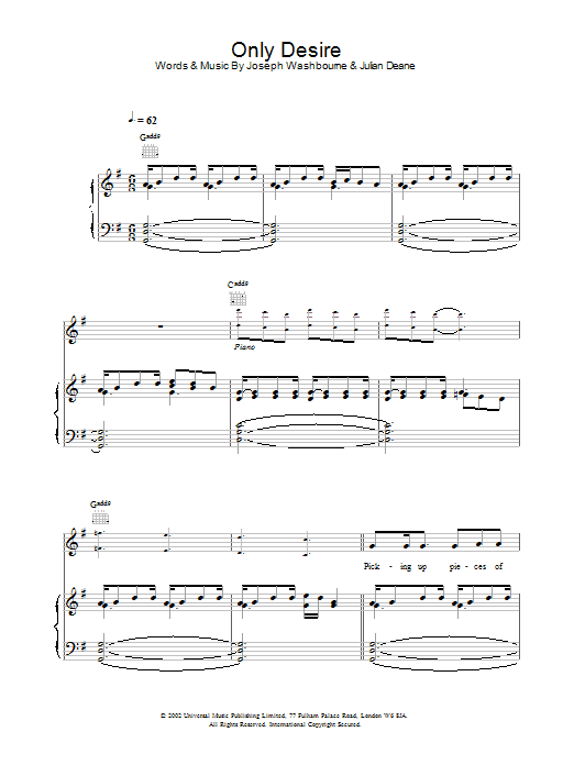 Learn to play Toploader Only Desire sheet music for Piano, Vocal & Guitar in minutes. Toploader Only Desire sheet music preview music notes and score for Piano, Vocal & Guitar including 6 page(s)