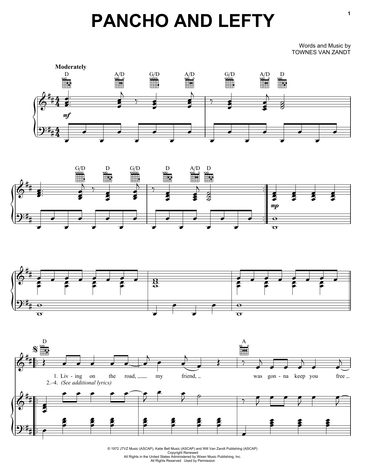 Learn to play Townes Van Zandt Pancho And Lefty sheet music for Guitar Tab in minutes. Townes Van Zandt Pancho And Lefty sheet music preview music notes and score for Guitar Tab including 9 page(s)
