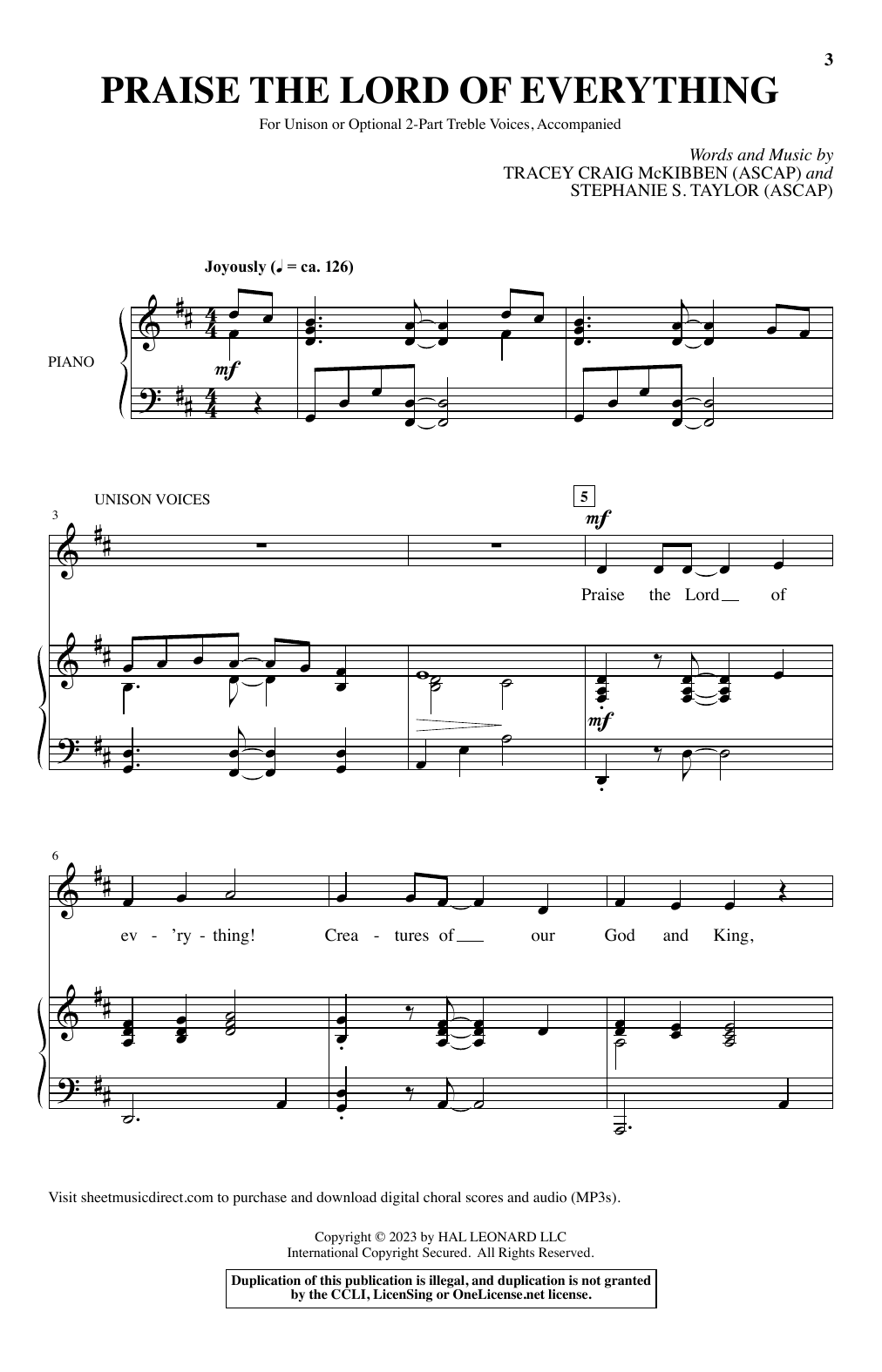 Tracey Craig McKibben and Stephanie S. Taylor Praise The Lord Of Everything sheet music, chords, lyrics - Printable PDF for Choir