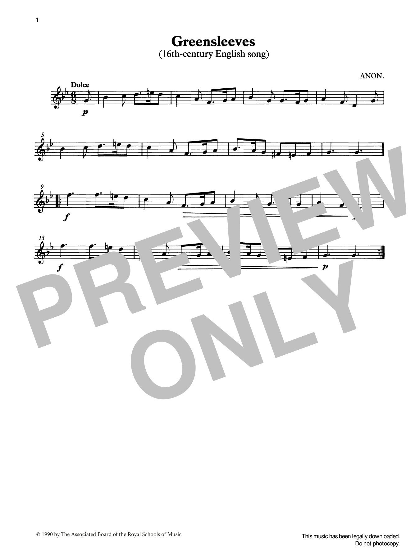 Trad. English Greensleeves from Graded Music for Tuned Percussion, Book II sheet music, chords, lyrics - Printable PDF for Percussion Solo