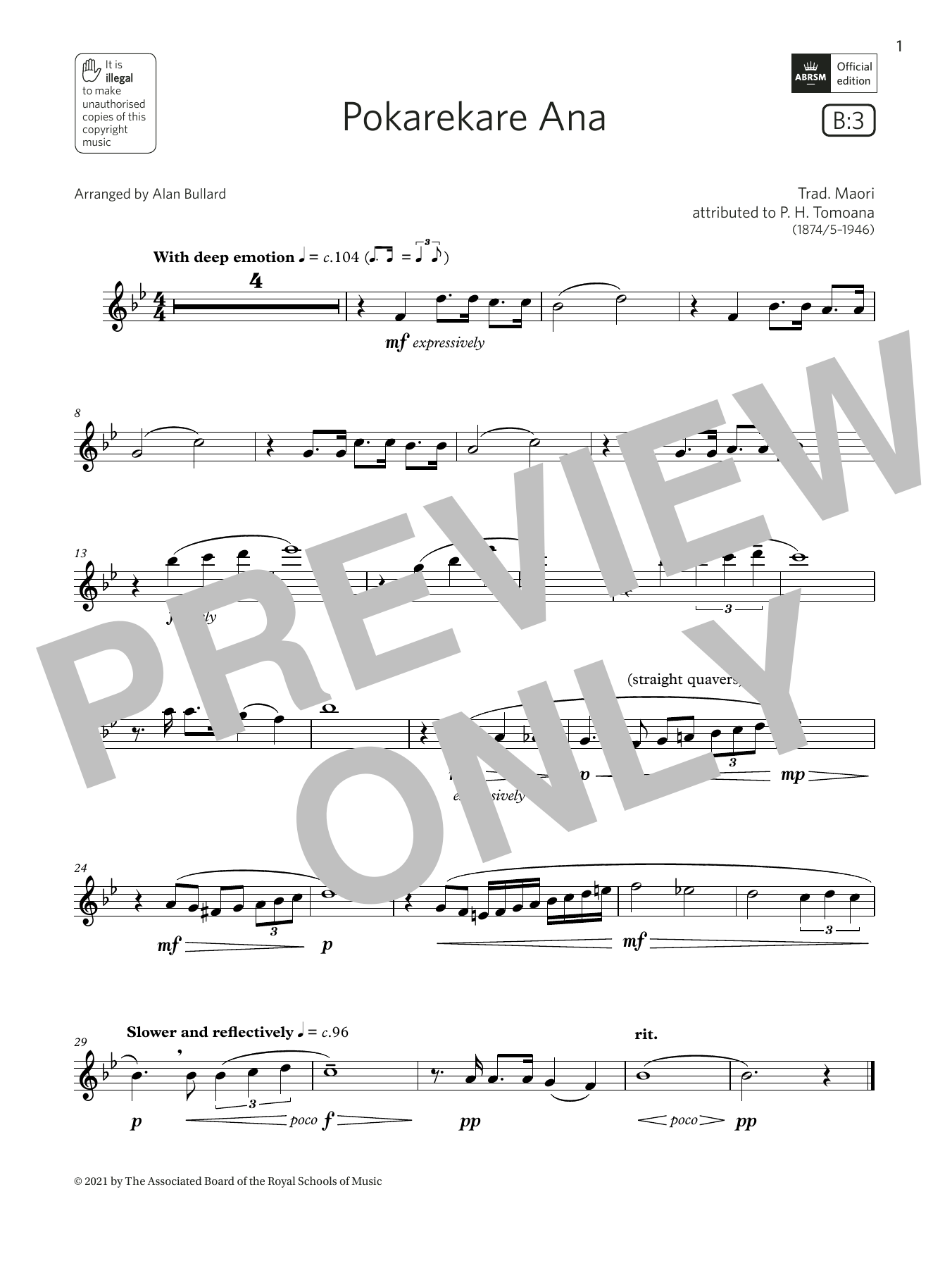 Trad. Maori Pokarekare Ana (Grade 3 List B3 from the ABRSM Flute syllabus from 2022) sheet music, chords, lyrics - Printable PDF for Flute Solo