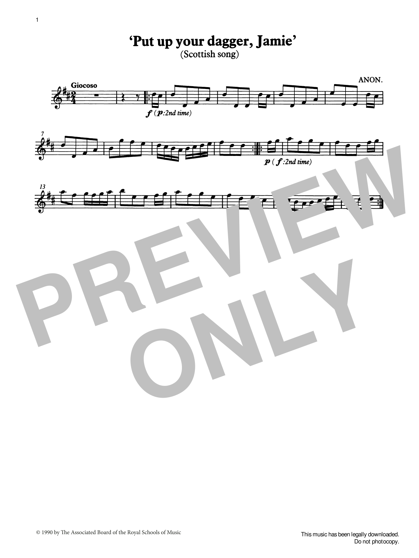 Trad. Scottish Put up your dagger, Jamie (score & part) from Graded Music for Tuned Percussion, Book II sheet music, chords, lyrics - Printable PDF for Percussion Solo