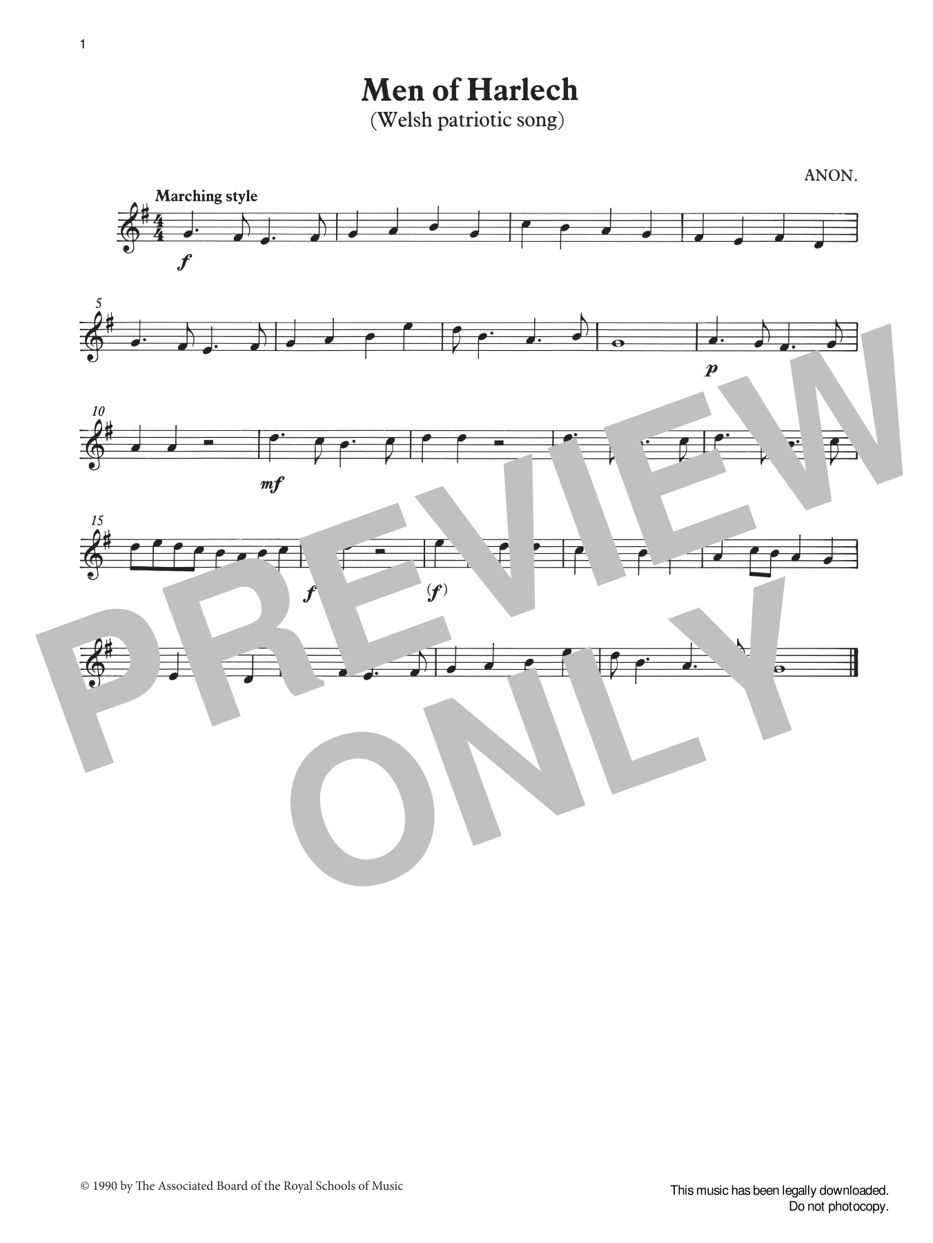 Trad. Welsh Men of Harlech (score & part) from Graded Music for Tuned Percussion, Book I sheet music, chords, lyrics - Printable PDF for Percussion Solo