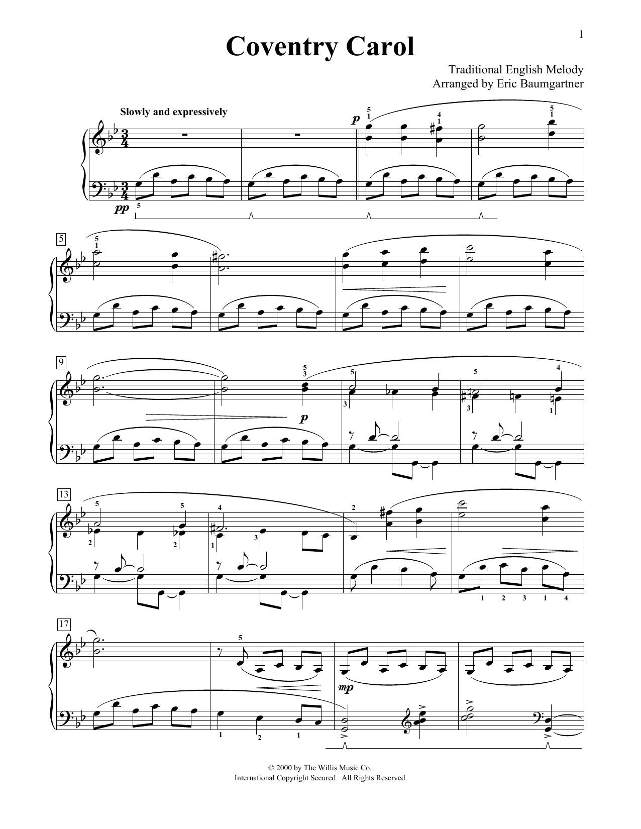 Christmas Carol Coventry Carol sheet music preview music notes and score for Easy Piano including 3 page(s)