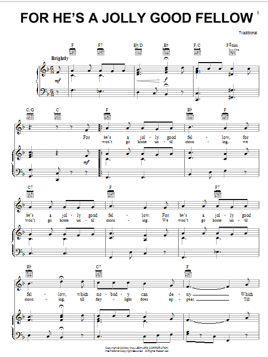 Learn to play Traditional For He's A Jolly Good Fellow sheet music for E-Z Play Today in minutes. Traditional For He's A Jolly Good Fellow sheet music preview music notes and score for E-Z Play Today including 2 page(s)