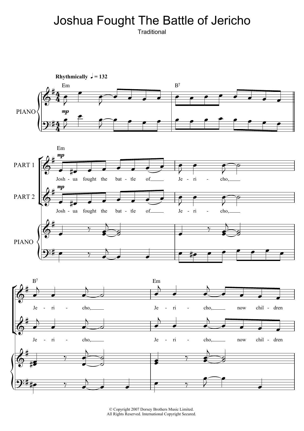 Learn to play Traditional Joshua Fit De Battle Of Jericho sheet music for 2-Part Choir in minutes. Traditional Joshua Fit De Battle Of Jericho sheet music preview music notes and score for 2-Part Choir including 8 page(s)
