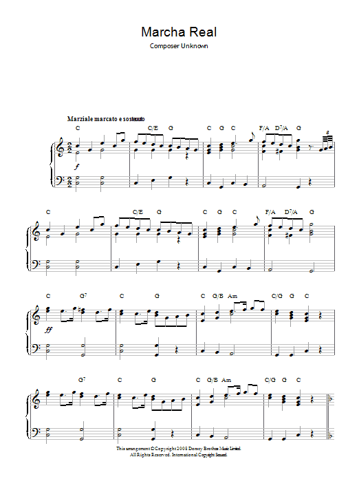 Learn to play Traditional Marcha Real (Spanish National Anthem) sheet music for Piano in minutes. Traditional Marcha Real (Spanish National Anthem) sheet music preview music notes and score for Piano including 3 page(s)