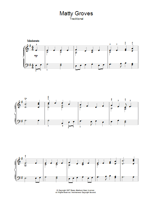 Learn to play Traditional Matty Groves sheet music for Beginner Piano in minutes. Traditional Matty Groves sheet music preview music notes and score for Beginner Piano including 2 page(s)