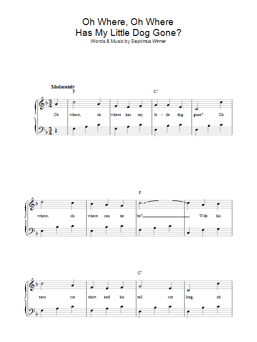 Traditional Oh Where, Oh Where Has My Little Dog Gone? sheet music preview music notes and score for Piano & Vocal including 2 page(s)
