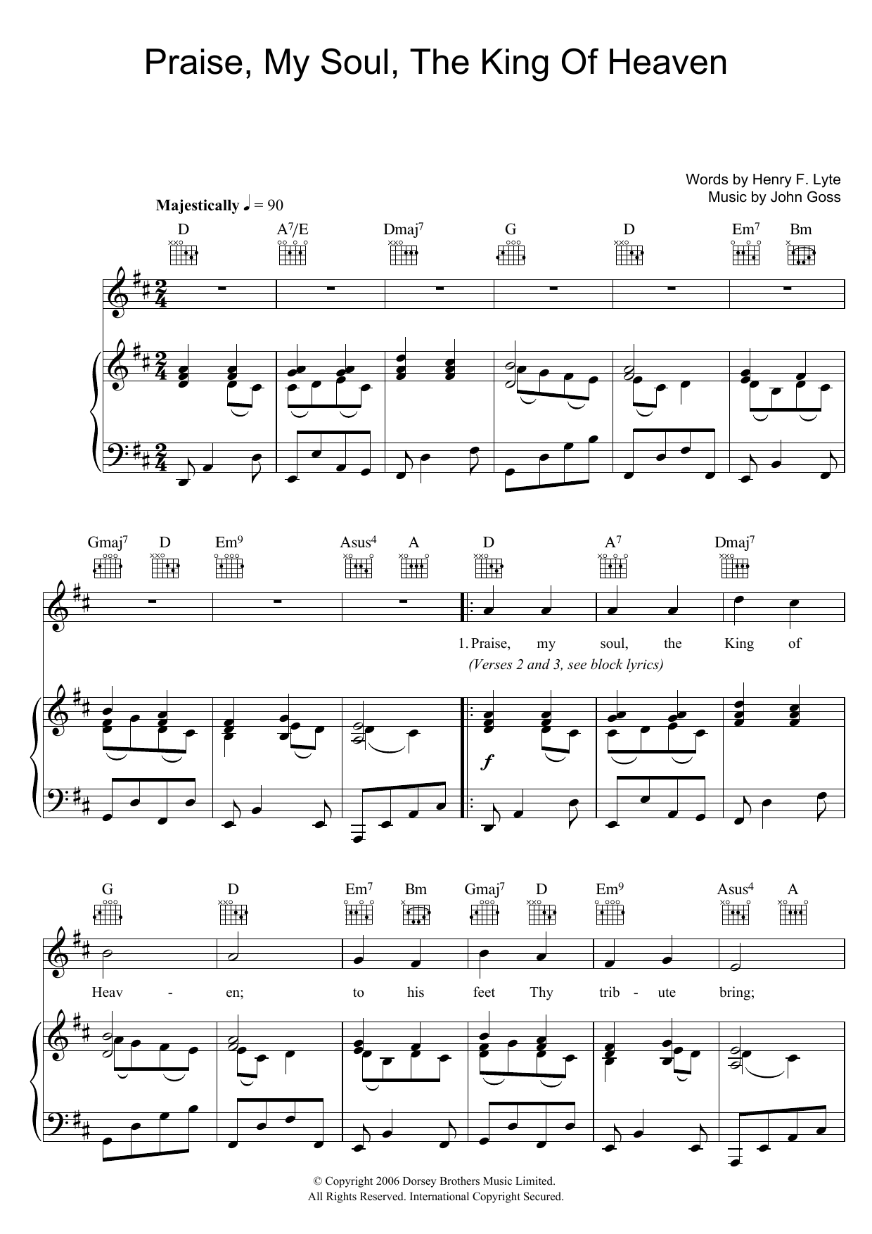 Traditional Praise, My Soul, The King Of Heaven sheet music, chords, lyrics - Printable PDF for Piano, Vocal & Guitar (Right-Hand Melody)