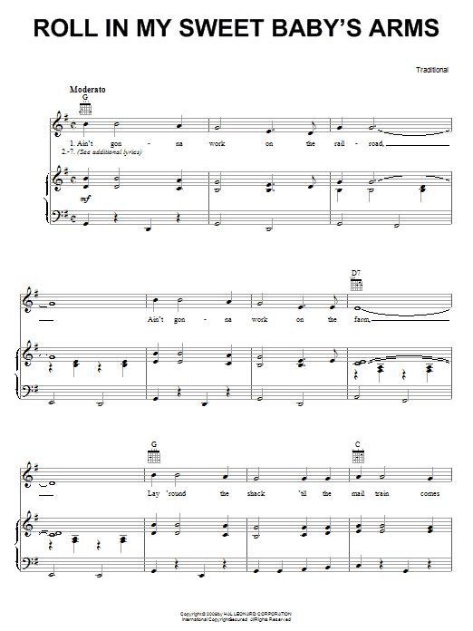 Learn to play Traditional Roll In My Sweet Baby's Arms sheet music for Guitar Tab in minutes. Traditional Roll In My Sweet Baby's Arms sheet music preview music notes and score for Guitar Tab including 2 page(s)
