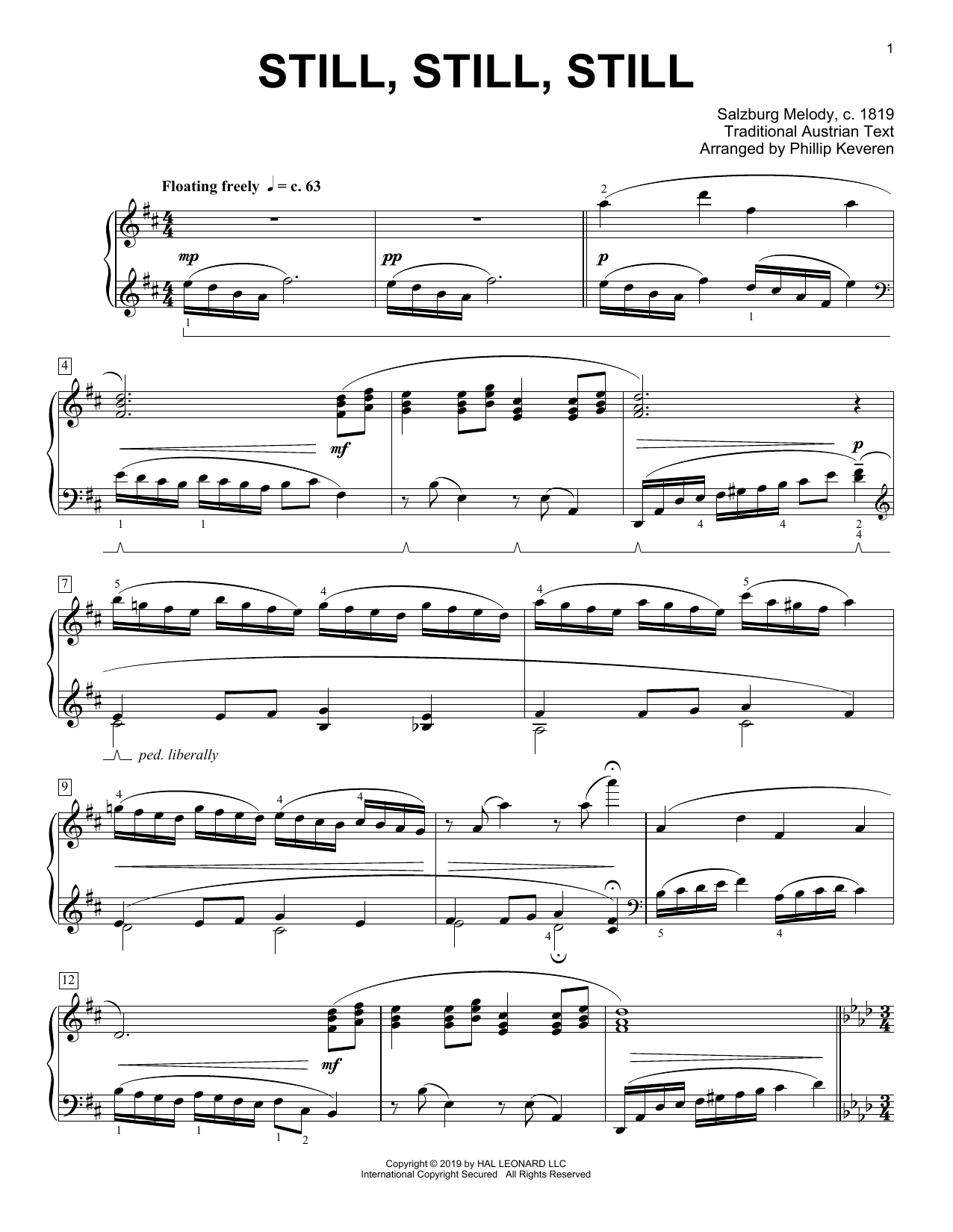 Traditional Still, Still, Still [Classical version] (arr. Phillip Keveren) sheet music, chords, lyrics - Printable PDF for Piano Solo