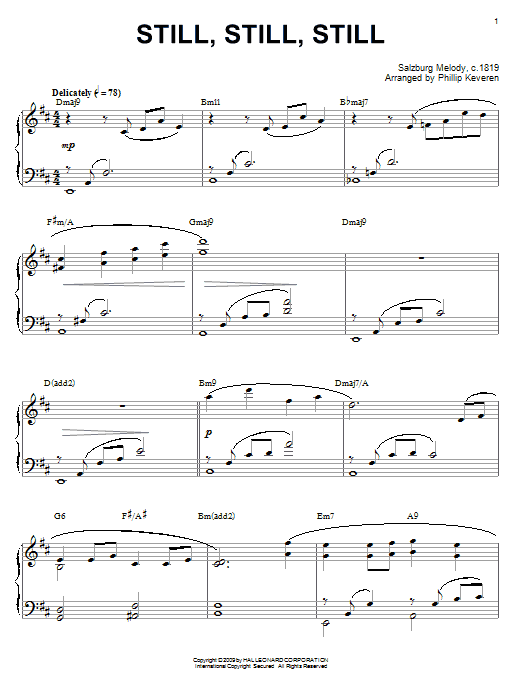 Traditional Still, Still, Still sheet music, chords, lyrics - Printable PDF for Piano