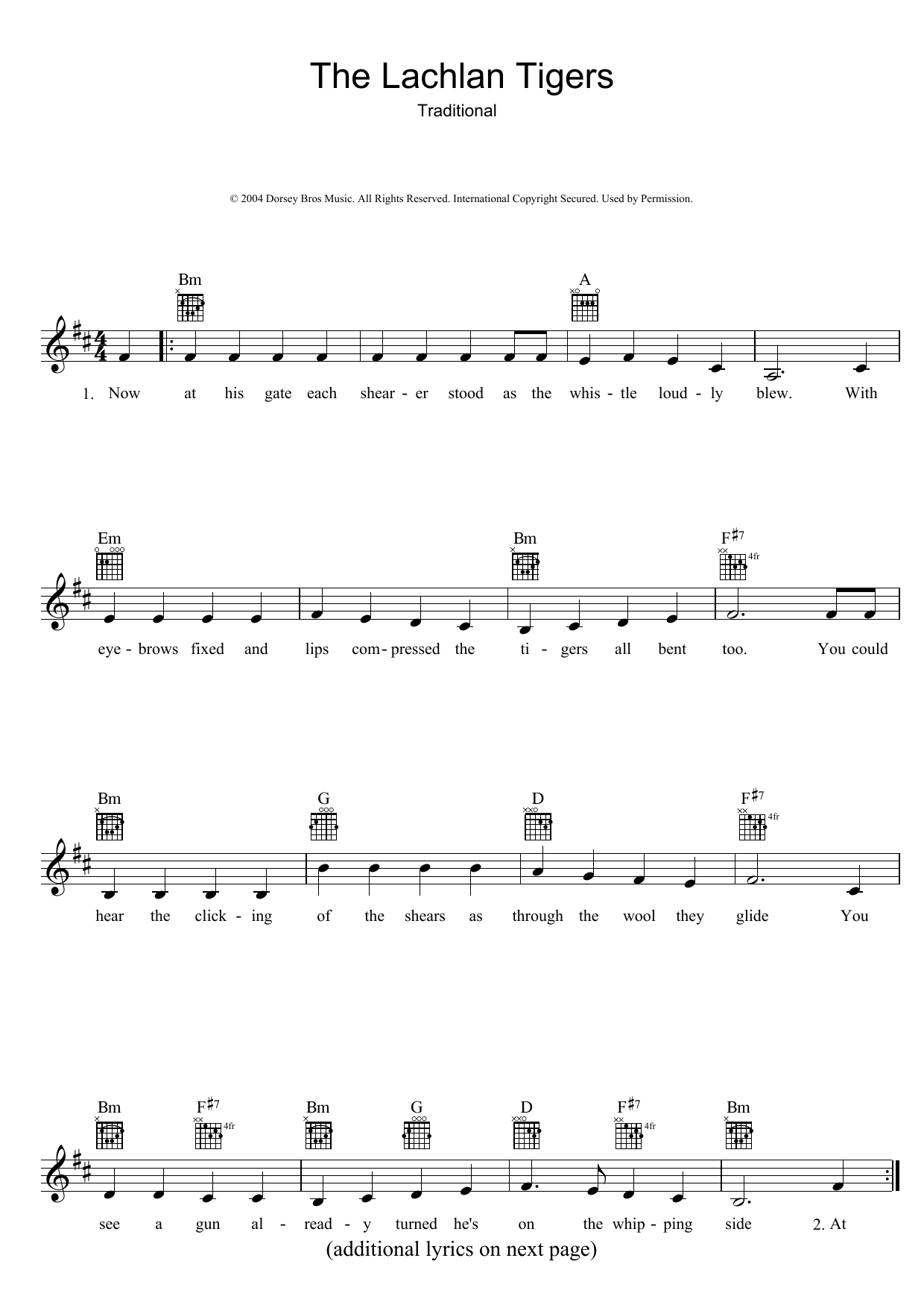 Learn to play Traditional The Lachlan Tigers sheet music for Melody Line, Lyrics & Chords in minutes. Traditional The Lachlan Tigers sheet music preview music notes and score for Melody Line, Lyrics & Chords including 2 page(s)