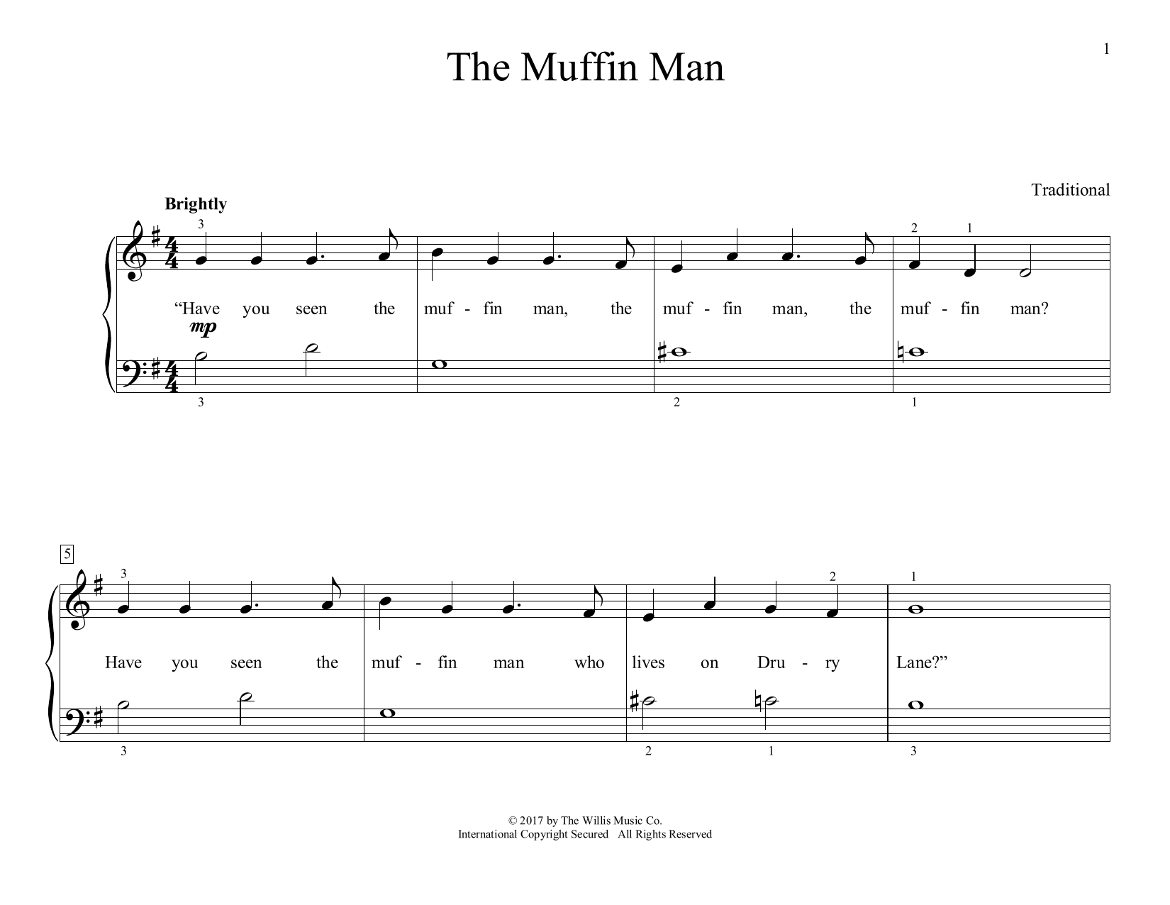 Learn to play Traditional The Muffin Man (arr. Christopher Hussey) sheet music for Educational Piano in minutes. Traditional The Muffin Man (arr. Christopher Hussey) sheet music preview music notes and score for Educational Piano including 2 page(s)