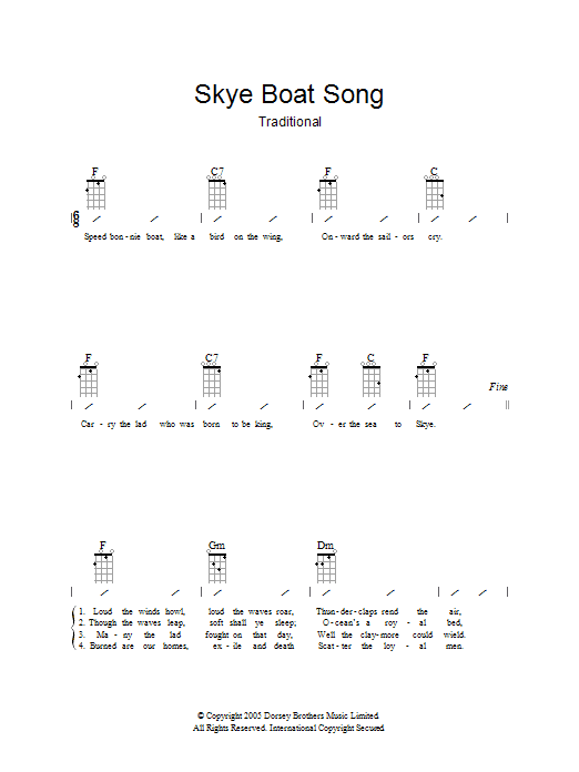 Learn to play Traditional The Skye Boat Song sheet music for Easy Piano in minutes. Traditional The Skye Boat Song sheet music preview music notes and score for Easy Piano including 2 page(s)
