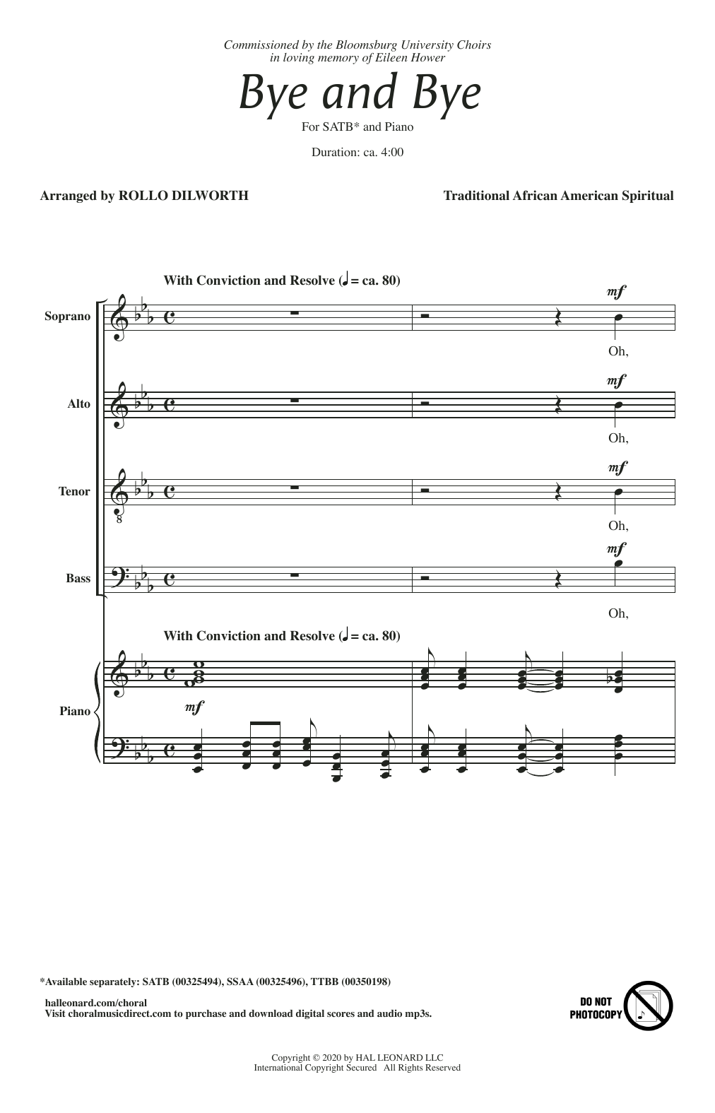 Learn to play Traditional African American Spiritual Bye And Bye (arr. Rollo Dilworth) sheet music for TTBB Choir in minutes. Traditional African American Spiritual Bye And Bye (arr. Rollo Dilworth) sheet music preview music notes and score for TTBB Choir including 15 page(s)